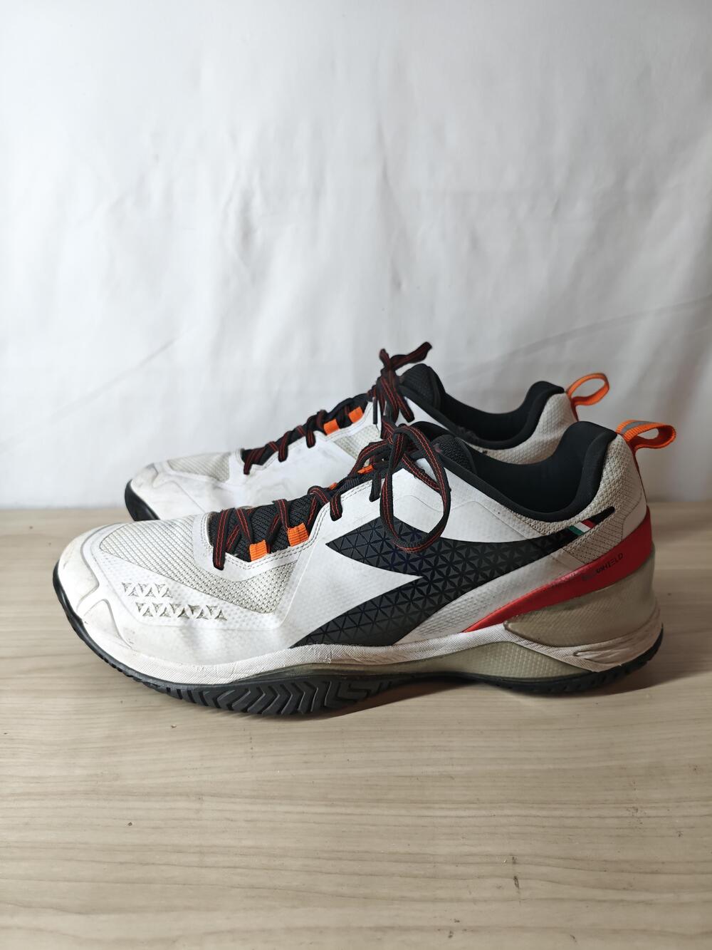 Diadora Blushield Shoes Mens Size 12.5 White Black Orange Tennis Sneakers